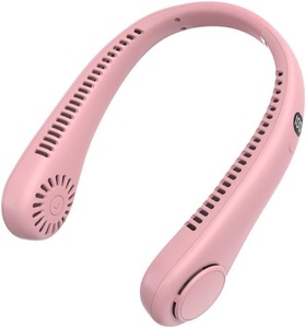 lot 2702 image: Portable Bladeless Neck Fan  Hands-Free Wearable Cooling Fan with 3 Speeds, USB Rechargeable, Quiet & Lightweight Personal Air Conditioner for Outdoor, Sports, Travel, Office (Pink)