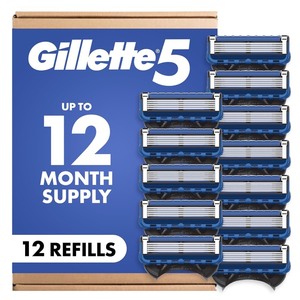 lot 2709 image: Gillette 5 Mens 5-Blade Razor Blade Refills, 12 Count
