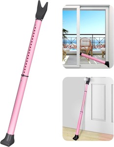 lot 2715 image: AceMining Upgraded Door Security Bar & Sliding Patio Bar, Heavy Duty Stoppers Adjustable Jammer for Home, Apartment, Travel (2 Pack,Pink)