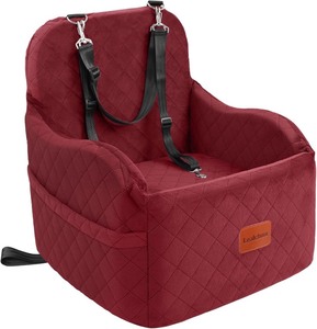 lot 2718 image: Lealchum Dog Car Seat for SmallMedium Dogs,6in Elevated Cushion,Fits in FrontBack Seat,Fully Detachable and Washable,2 Storage Pockets,Easy to Install (Red, Medium)