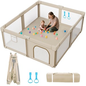 lot 2725 image: Foldable Baby Playpen 79 x 71 Super Large Playpen for Babies and Toddlers - Portable Play Pen for Babies with Breathable Mesh & 2 Pulling Handle - Baby Play Yard for Outdoor & Indoor