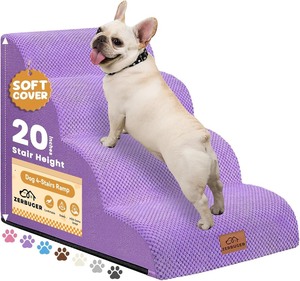lot 2727 image: Dog Ramp and Stair for Bed 16 H-20 H,3-Step Cat Stair for Sofa and Chair,4-Step Dog Ramp for High Bed and Window,Durable Nonslip Fabric Cover for Indoor (Purple-20 H, Pet Friendly, 4)