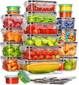 lot 2734 image: 40 Piece Food Storage Containers with Lids(20 Containers & 20 Lids), BPA-Free Plastic Food Containers for Kitchen Storage and Organization, Leak Proof Meal Prep Container, Includes Labels & Pen