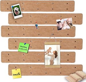 lot 22756 image: 12pc Brown Felt Pinboard Strip Set  Self-Adhesive (20 Wooden Pins)