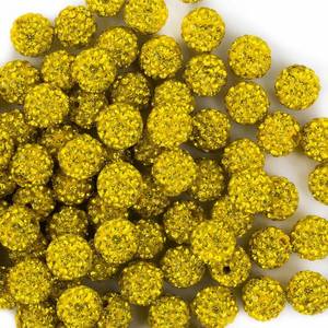 lot 22769 image: 100pcs Citrine Clay Rhinestone Beads  10mm Sparkle Disco Ball
