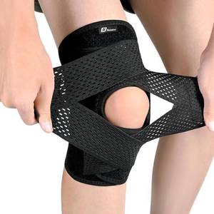 lot 22772 image: Knee Brace with Side Stabilizers  Adjustable Compression Wrap (Black, Medium)