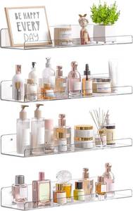 lot 22800 image: upsimples 15 Acrylic Floating Shelves  4-Pack Clear Wall Organizer