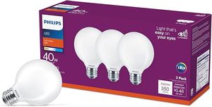 lot 22807 image: Philips LED Frosted G25 Globe Bulbs  EyeComfort Non-Dimmable Soft White (3-Pack)