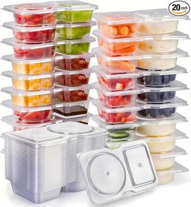 lot 22815 image: 20-Piece Reusable Snack Containers  Double Compartment Meal Prep Set
