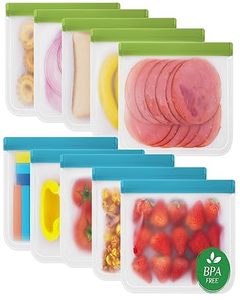 lot 22821 image: 10-Pack Silicone Reusable Freezer Bags  Leakproof BPA-Free Food Storage Set
