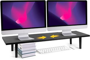 lot 22827 image: Across-Star Dual Monitor Stand Riser  32-40 Adjustable Desk Organizer (Black)