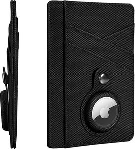 lot 22828 image: Minimalist AirTag Wallet  Slim RFID-Blocking Leather Card Holder (Black)
