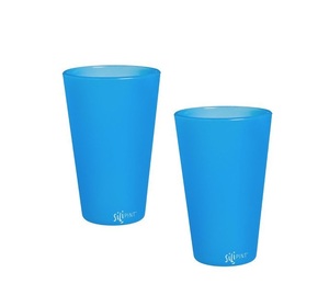 lot 22750 image: Two 16oz Blue Shatterproof Silicone Pint Glass