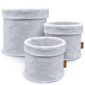 lot 22839 image: 3-Piece Round Felt Basket Set  Light Grey Nesting Storage Organizers
