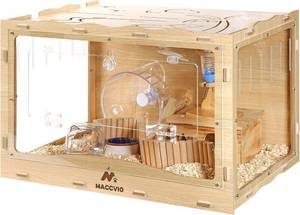 lot 22782 image: Maccvio Hamster Cage Habitat with Medium Density Fiberboard and High Definition PVC Board for Small Animals.