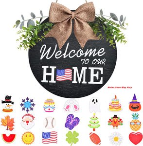lot 3203 image: Interchangeable Welcome Home Sign, Seasonal Front Porch Door Decor With Interchangeable Icons for Various Holidays, Special Occasions, Etc. (12) (Black)