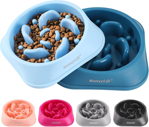 lot 3212 image: 2-Pack Slow Feeder Dog Bowls - Anti-Chocking Puzzle Maze for Small & Medium Breeds, Non-Slip, 2-Cup Capacity