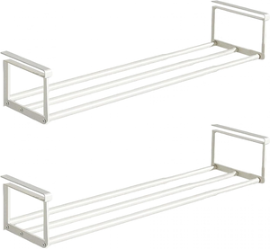 lot 3220 image: Expandable Shoe Rack Organizer - Adjustable Shoe Rack & Under Cabinet Shelf - for Shoe or Clothing Storage and Organization, Under Shelf Storage (White,2 Pcs)