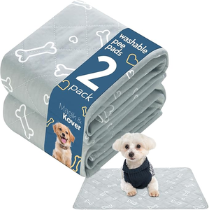 lot 3221 image: 2-Pack Washable Pee Pads for Dogs, Waterproof, 4-Layer Design Leak Protection (42 x 28) (Solid Grey)