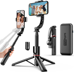 lot 3228 image: Gimbal Stabilizer with Remote, Aluminum Extendable Selfie Stick Tripod, 360 Degree Automatic Rotation, Auto Balance for Live Video Recording, Vlogging, YouTube Compatible with iPhone and Android