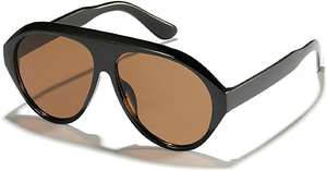 lot 3234 image: (1 pair) Retro Aviator Sunglasses for WomenMen, Oversized Frame Sun Glasses, Trending Styles, Black Frame