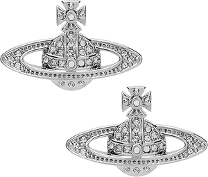 lot 3235 image: (1 Pair) Cubic Zirconia Stud Earrings Features a Delicate Saturn Planet Design (hypoallergenic materials)