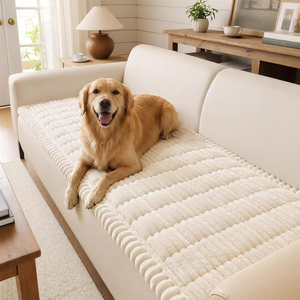 lot 3241 image: Fuzzy Pet Couch Cover for Dogs, Non-Slip Sofa Covers for 3 Cushion Couch, Soft Thick Furniture Couch Protector, Washable Sofa Slipcovers, White, 27.6 x 70.9