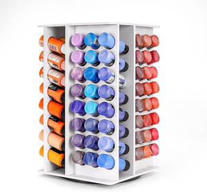 lot 3244 image: 360 Rotating 96 Hole Acrylic Paint Holder, Organizer Rack, Craft 2 oz. Paint Bottle Storage