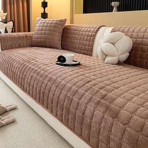 lot 3246 image: Velvet Couch Cover, Plush Sectional Sofa Cover, Washable, Anti-Slip Sofa Slipcover for 2-3 Cushion Sofas, Furniture Protector Covers for Pets and Kids (Brown, 36 x 63)