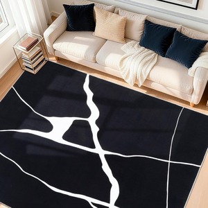 lot 4060 image: Abstract Washable Rug 8x10,Ultra Thin Non Slip Black Rugs for Living Room,Modern Minimalist White Stripe Rugs for Bedroom,Dining Room Office Playroom(8x10,Black-White)