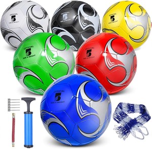 lot 4067 image: 12 Pack Size 543 Soccer Balls for Training & Matches  Official Size & Weight, Includes Carry Net, Needles, Air Pump  Ideal for Youth and Adult Players
