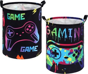 lot 4071 image: 2 Pcs Gamer Laundry Basket Boys Kids Laundry Hamper Gamer Room Decor Gaming Storage Basket Hamper Clothes Organizer Nursery Toy Storage Bin for Gifts Bedroom Bathroom Decoration(Fresh)