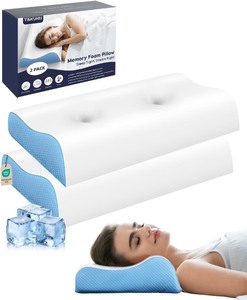 lot 4074 image: Cervical Pillow for Neck Pain Relief - Contour Pillow Memory Foam Pillows for Sleeping, Double Ear Relief Zones Neck Pillow, 6CM Enhanced Neck Support Cooling Bed Pillow for All Sleep Positions