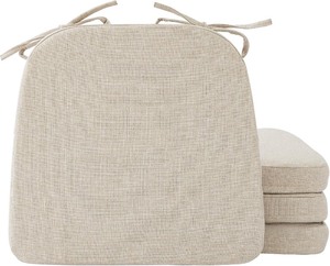 lot 4076 image: Chair Cushions for Dining Chairs, 2 Thick Seat Cushions for Kitchen Chairs, D-Shaped Chair Pads with Washable Cover, Ties and Non Slip Backing, 17 x 16, Set of 4, Beige