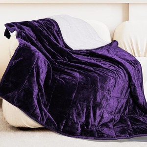lot 4078 image: Weighted Blanket for Adult Queen Size 20lbs 60 x 80 inches,Weighted Blankets with Soft Plush Fleece,Fluffy Thick Warm Sherpa & Cozy Flannel Heavy Blanket for Sofa Bed,Purple