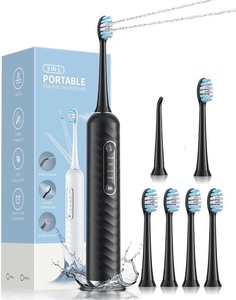 lot 4087 image: Electric Toothbrush with Water Flosser  2-in-1 Teeth Cleaning Kit, Electric Toothbrush and flosser ComboToothbrush with 4 Cleaning Modes, Portable Water flosser Design for Home & Travel (Black)