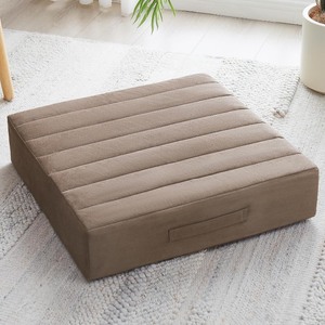 lot 4092 image: 22 inches Floor Pillow for Adults - Large Meditation Cushion with Thick Foam & Soft Tufted Cover - Premium Outdoor Square Floor Cushion Seat - Yoga Pillows for Sitting On Floor - Coffee