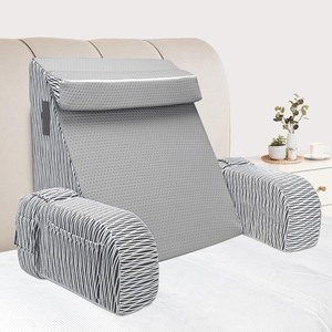 lot 4103 image: Reading Pillow for Sitting in Bed Adult - Back Pillow for Bed Sitting up, Backrest Support Pillow for LoungingReadingGamingRestingWatching TV, Bedrest, Stripe