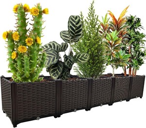 lot 2759 image: Large Planters for Outdoor Plants pots Elevated Garden Boxes Raised Garden Bed Garden Patio Balcony Deck to Planting Flowers Vegetables Tomato and Herbs 4 Planters