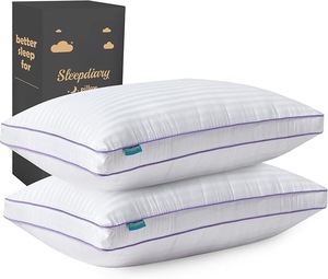 lot 2765 image: SLEEPDIARY Standard Pillows Set of 2,Hotel-Quality Bed Pillows with Zipper for Adjustable Loft, Machine Washable, Down Alternative Filling for Back, Side & Stomach Sleepers, White