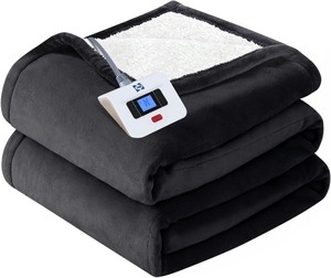 lot 2772 image: SEALY Heated Electric Blanket Full Size, Flannel & Sherpa Heating Blanket with with 10 Heating Levels & 1-12 Hours Auto Shut Off, Fast Heating Blanket, Machine Washable, Grey, 80 x 84 Inch