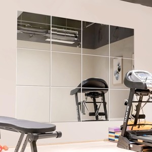 lot 2773 image: Murrey Home Gym Mirrors 8 Square Wall Mounted Mirror, Frameless Mirror for Wall, Set of 12, 2mm