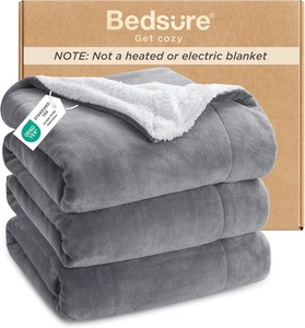 lot 2779 image: Bedsure GentleSoft Sherpa Fleece King Blankets for Bed, Non-Heated, Thick and Warm Throw for Women and Men, Soft Fuzzy Plush King Blanket for Winter, Grey, 108x90 Inches