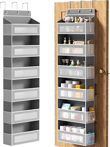 lot 4119 image: 6-Tier Over The Door Organizer with Large Pocket, Over the Door Storage 12 Side Pockets, Hanging Door Organzier 44 lb Load Behind Door Storage Hanging Shelf for Closet Wall Bathroom Nursery, Grey