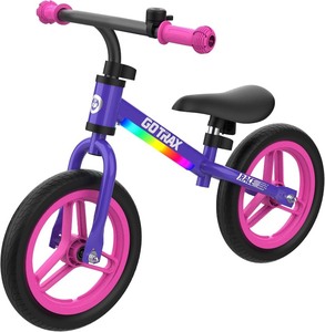 lot 4125 image: Gotrax KS12 Balance Bike for 2-5 Years Old, 12 Toddlers Bike with LED Light&Bell, Adjustable Soft Seat&Handlebar, Flat-Free Tires&Easy Assembly, Lightweight&No Pedal, Kids Toy Gift for Boys Girls