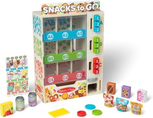 lot 4126 image: Melissa & Doug Sort-Stock-Select Wooden Vending Machine Toy with Play Food, Mini Vending Machine Toys & Play Money, Preschool Toys for Kids Ages 3
