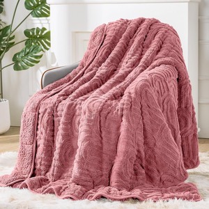 lot 4128 image: Sherpa Fleece Adult Weighted Blanket Great for Sleep, 15 lbs Dual Sided Soft Fuzzy Heavy Blankets for Couch Bed Sofa, Cozy Warm Arched Jacquard Throw for Winter (Apricot Pink, 60 x 80, 15 Pounds)