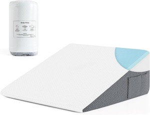 lot 4131 image: 7.5 Inch Wedge Pillow for Sleeping - Bed Wedge for Headboard Triangle Pillow, Memory Foam Wedges for Acid Reflux, GERD, Snoring, Post Surgery Back Pain Relief, Leg Elevation, Washable Cover