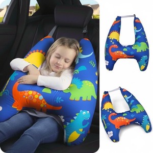 lot 4136 image: Travel Pillow Car Cushion for Kids 6 Years Old Shoulder Neck Back Support & Seat Belt Comfort, Road Trip Cozy Sleeping Gift for Young Travelers, Parents, Families, Baby Shower (Dinosaur Blue)