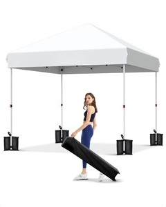 lot 4148 image: 10 ft. x 10 ft. White Pop Up Canopy Tent 250D PU Silver Coated Tarp Waterproof and Sun Shelter Gazebo for Outdoor Events